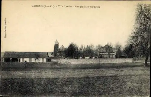 Ak Gambais Yvelines, Villa Landru, Vue generale et l'Eglise