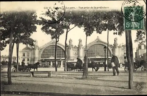 Ak Tours Indre-et-Loire, La Gare, La Préfecture