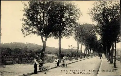 Ak Suresnes Hauts de Seine, La Route Strategique et le Mont Valerien