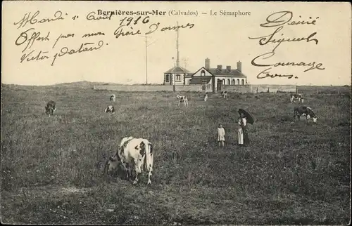 Ak Bernieres sur Mer Calvados, Le Semaphore