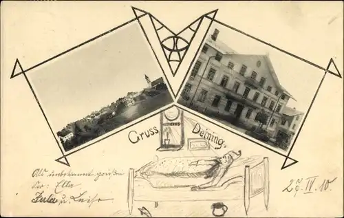 Jugendstil Ak Deining Egling in Oberbayern, Blick auf ein Wohnhaus, Totale