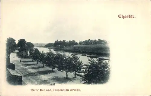 Ak Chester Cheshire, River Dee and Suspension Bridge