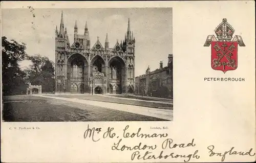 Wappen Ak Peterborough Cambridgeshire England, St. Peter Cathedral