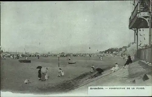 Ak Arcachon Gironde, Strandpartie