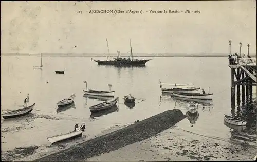 Ak Arcachon Gironde, Vue sur le Bassin
