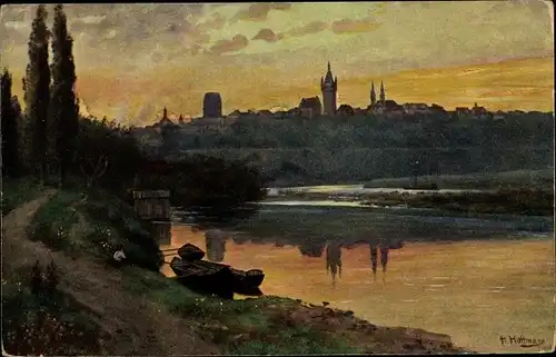 Künstler Ak Hoffmann, H., Bad Wimpfen, Blick auf Wimpfen am Berg