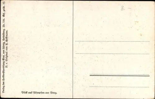 Künstler Ak Hoffmann, H., Bad Wimpfen, Blick auf Wimpfen am Berg
