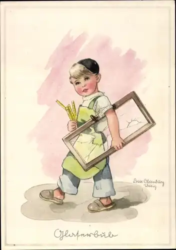 Künstler Ak Oldenburg Wittig, Lotte, Glaserbub, Lehrling