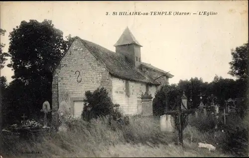 Ak Saint Hilaire au Temple Marne, L'Eglise
