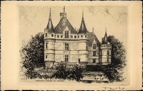 Künstler Ak Le Rideau Indre-et-Loire, Château d'Azay