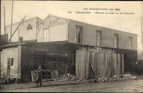 Ak Levallois Perret Hauts de Seine, Inondations de Janvier 1910, Maisons ecroulees