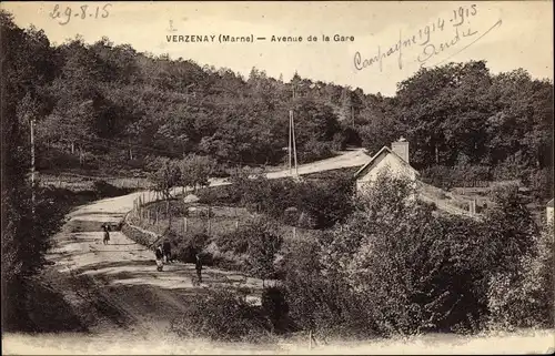 Ak Verzenay Marne, Avenue de la Gare