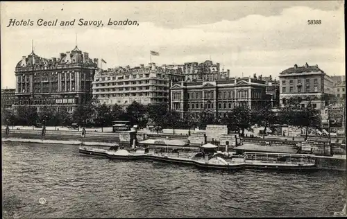 Ak London City England, Hotels Cecil and Savoy