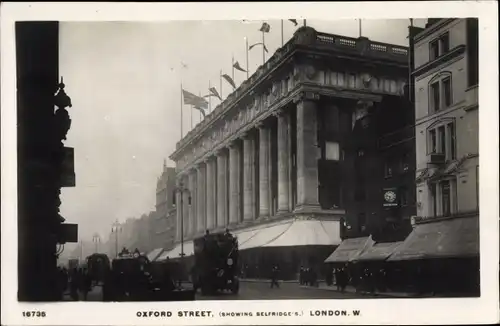 Ak London City England, Oxford Street, Showing Selfridge