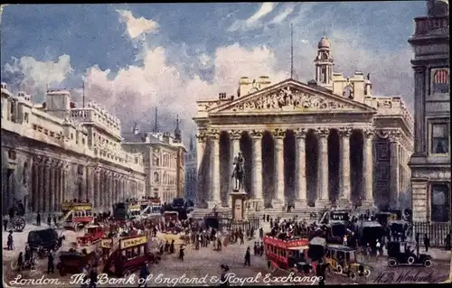 Künstler Ak London City England, The Bank of England and Royal Exchange, Tuck 7975