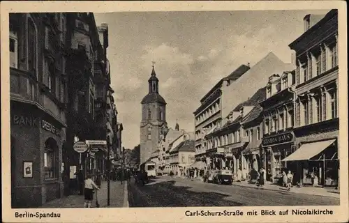 Ak Berlin Spandau, Carl Schurz Straße, Nicolaikirche