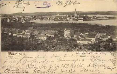 Ak Werder an der Havel, Panorama von der Wachtelburg