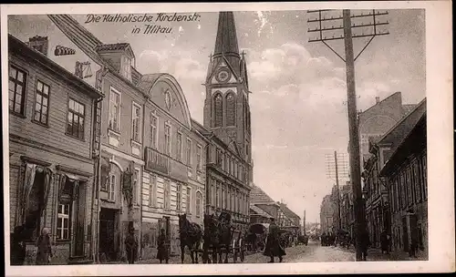 Ak Jelgava Mitau Lettland, Katholische Kirchenstraße