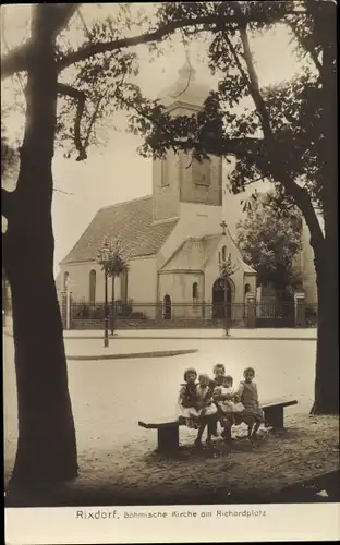 Ak Berlin Neukölln Rixdorf, Böhmische Kirche am Richardplatz