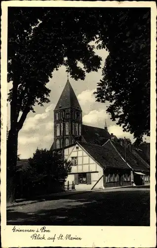 Ak Grimmen in Mecklenburg Vorpommern, Blick auf Kirche St. Marien