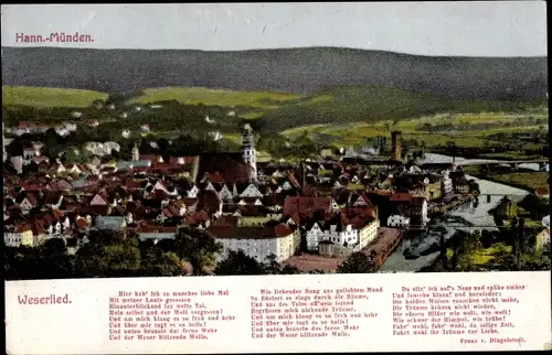 Lied Ak Hann Münden in Niedersachsen, Gesamtansicht, Weserlied