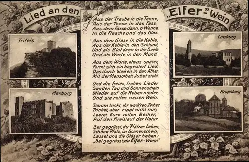 Gedicht Ak Godramstein Landau in der Pfalz, Trifels, Limburg, Maxburg, Kropsburg