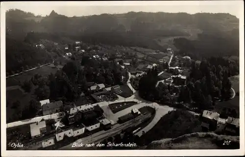 Ak Oybin in der Oberlausitz, Blick nach dem Scharfenstein