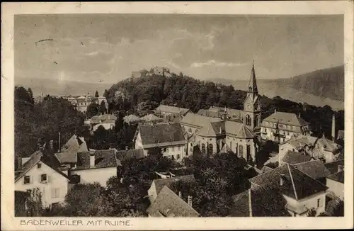 Ak Badenweiler im Schwarzwald, Teilansicht mit Ruine