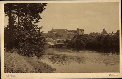 Ak Colditz in Sachsen, Schloss, Wasserpartie