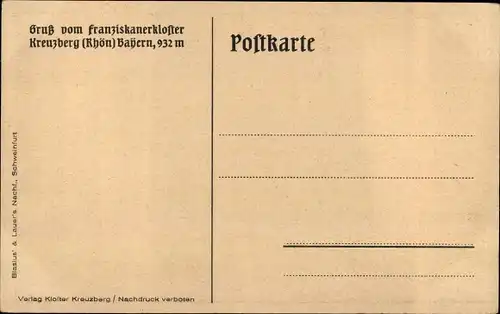 Künstler Ak Bischofsheim an der Rhön, Kloster Kreuzberg