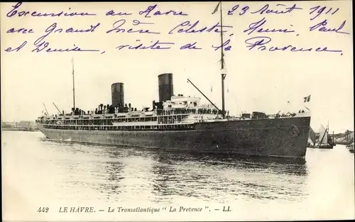 Ak Dampfschiff La Provence, CGT, French Line