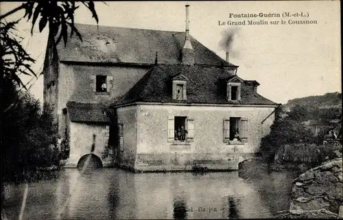 Ak Fontaine Guerin Maine et Loire, Le Grand Moulin sur le Couasnon