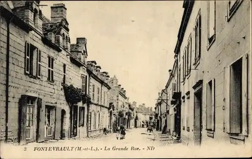 Ak Fontevrault Maine-et-Loire, La Grande Rue