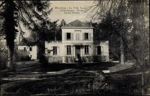 Ak Provins Seine et Marne, La Villa Garnier, Jardin Public