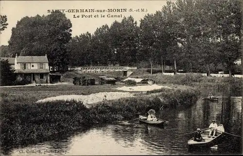 Ak Saint Germain sur Morin Seine et Marne, Le Port el le Canal