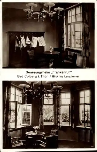 Ak Bad Colberg Heldburg in Thüringen, Genesungsheim Frankenruh, Lesezimmer