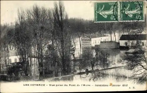 Ak Les Coteaux Saint Cloud Hauts de Seine, Vue prise du Pont de l'Avre, Inondations Janvier 1910