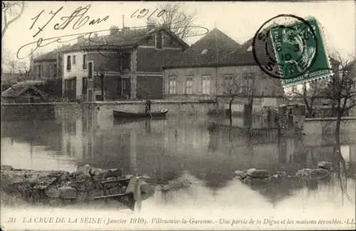 Ak Villeneuve La Garenne Hauts de Seine, La Crue de la Seine, Janvier 1910