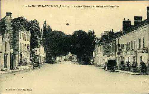 Ak Sainte Maure de Touraine Indre et Loire, La Rue Nationale, Arrivee cote Bordeaux