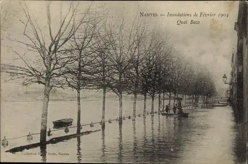 Ak Nantes Loire Atlantique, Inondations, Fevrier 1904, Le Quai Baco