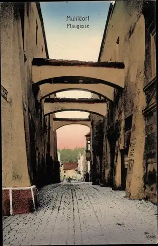 Ak Mühldorf am Inn Oberbayern, Blick in die Pfaugasse