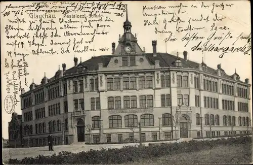 Ak Glauchau in Sachsen, Pestalozzi Schule