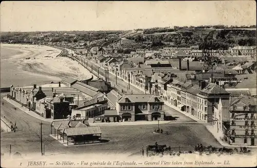 Ak Saint Helier Kanalinsel Jersey, Vue generale de l'Esplanade