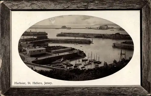 Präge Passepartout Ak Heliers Jersey Kanalinseln, Harbour