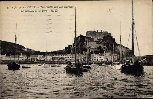 Ak Gorey Kanalinsel Jersey, The castle and the harbour
