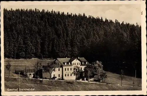 Ak Steinheidel Breitenbrunn im Erzgebirge, Gasthof, Wald, Sommerfrische und Wintersportplatz