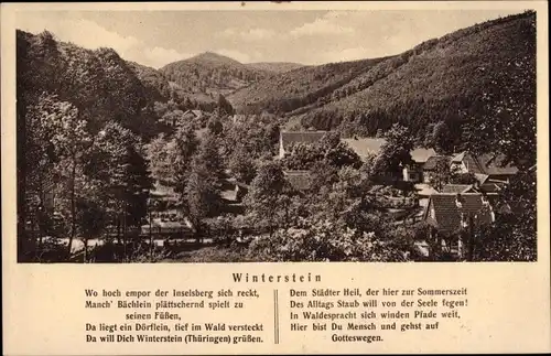 Ak Winterstein Waltershausen im Thüringer Becken, Teilansicht, Gedicht