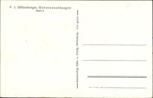 Künstler Ak Götzenberger, F. I., Lauf Baden, Schwarzwald Sagen VIII, die Geisterhochzeit zu Lauf