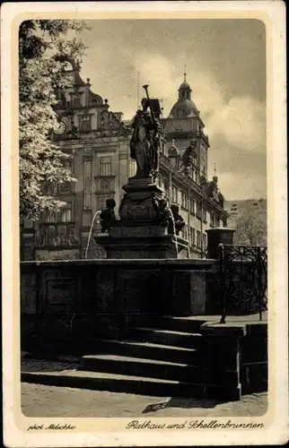 Ak Gotha in Thüringen, Rathaus und Schellenbrunnen