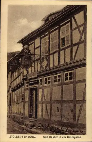 Ak Stolberg Südharz, alte Häuser in der Rittergasse